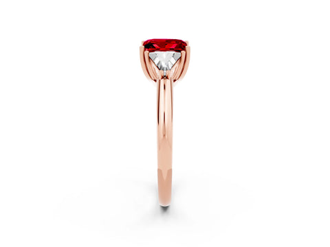 Rose gold Three-Stone Princess Cut Cut Diamond Ring with Trillion Side Stones and Four-Prong Setting_2
