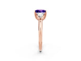 Rose gold Three-Stone Princess Cut Cut Diamond Ring with Trillion Side Stones and Four-Prong Setting_2