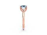 Rose gold Three-Stone Princess Cut Cut Diamond Ring with Trillion Side Stones and Four-Prong Setting_2