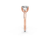 Rose gold Three-Stone Princess Cut Cut Diamond Ring with Trillion Side Stones and Four-Prong Setting_2
