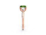 Rose gold Three-Stone Princess Cut Cut Diamond Ring with Trillion Side Stones and Four-Prong Setting_2