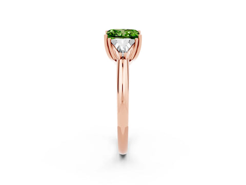 Rose gold Three-Stone Princess Cut Cut Diamond Ring with Trillion Side Stones and Four-Prong Setting_2