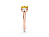 Rose gold Three-Stone Princess Cut Cut Diamond Ring with Trillion Side Stones and Four-Prong Setting_2