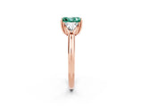 Rose gold Three-Stone Princess Cut Cut Diamond Ring with Trillion Side Stones and Four-Prong Setting_2
