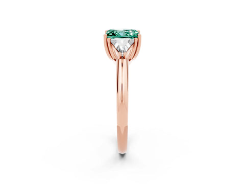 Rose gold Three-Stone Princess Cut Cut Diamond Ring with Trillion Side Stones and Four-Prong Setting_2