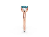 Rose gold Three-Stone Princess Cut Cut Diamond Ring with Trillion Side Stones and Four-Prong Setting_2