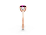 Rose gold Three-Stone Princess Cut Cut Diamond Ring with Trillion Side Stones and Four-Prong Setting_2