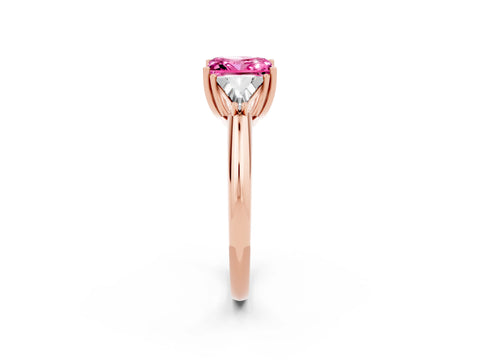 Rose gold Three-Stone Princess Cut Cut Diamond Ring with Trillion Side Stones and Four-Prong Setting_2