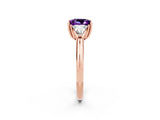 Rose gold Three-Stone Princess Cut Cut Diamond Ring with Trillion Side Stones and Four-Prong Setting_2