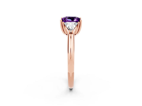 Rose gold Three-Stone Princess Cut Cut Diamond Ring with Trillion Side Stones and Four-Prong Setting_2