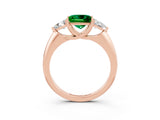 Rose gold Three-Stone Princess Cut Cut Diamond Ring with Trillion Side Stones and Four-Prong Setting_3