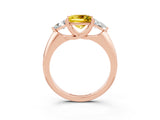 Rose gold Three-Stone Princess Cut Cut Diamond Ring with Trillion Side Stones and Four-Prong Setting_3