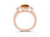 Rose gold Three-Stone Princess Cut Cut Diamond Ring with Trillion Side Stones and Four-Prong Setting_3