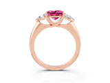 Rose gold Three-Stone Princess Cut Cut Diamond Ring with Trillion Side Stones and Four-Prong Setting_3