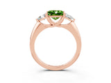 Rose gold Three-Stone Princess Cut Cut Diamond Ring with Trillion Side Stones and Four-Prong Setting_3