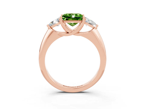 Rose gold Three-Stone Princess Cut Cut Diamond Ring with Trillion Side Stones and Four-Prong Setting_3