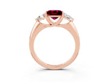 Rose gold Three-Stone Princess Cut Cut Diamond Ring with Trillion Side Stones and Four-Prong Setting_3