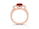 Rose gold Three-Stone Princess Cut Cut Diamond Ring with Trillion Side Stones and Four-Prong Setting_3
