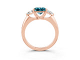 Rose gold Three-Stone Princess Cut Cut Diamond Ring with Trillion Side Stones and Four-Prong Setting_3