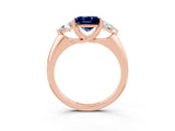 Rose gold Three-Stone Princess Cut Cut Diamond Ring with Trillion Side Stones and Four-Prong Setting_3