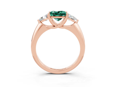 Rose gold Three-Stone Princess Cut Cut Diamond Ring with Trillion Side Stones and Four-Prong Setting_3