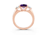 Rose gold Three-Stone Princess Cut Cut Diamond Ring with Trillion Side Stones and Four-Prong Setting_3