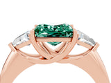Rose gold Three-Stone Princess Cut Cut Diamond Ring with Trillion Side Stones and Four-Prong Setting_4