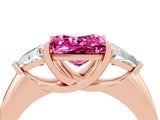 Rose gold Three-Stone Princess Cut Cut Diamond Ring with Trillion Side Stones and Four-Prong Setting_4
