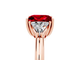 Rose gold Three-Stone Princess Cut Cut Diamond Ring with Trillion Side Stones and Four-Prong Setting_5