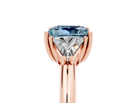 Rose gold Three-Stone Princess Cut Cut Diamond Ring with Trillion Side Stones and Four-Prong Setting_5