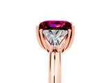Rose gold Three-Stone Princess Cut Cut Diamond Ring with Trillion Side Stones and Four-Prong Setting_5