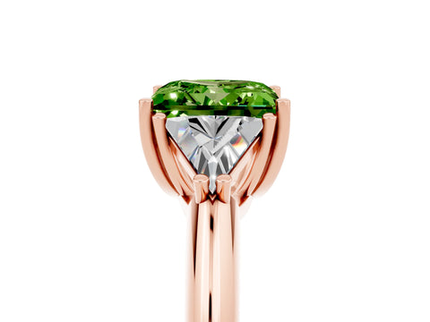 Rose gold Three-Stone Princess Cut Cut Diamond Ring with Trillion Side Stones and Four-Prong Setting_5