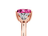 Rose gold Three-Stone Princess Cut Cut Diamond Ring with Trillion Side Stones and Four-Prong Setting_5