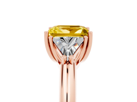 Rose gold Three-Stone Princess Cut Cut Diamond Ring with Trillion Side Stones and Four-Prong Setting_5