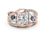 Rose gold Three-Stone Princess Cut Cut Diamond Split Shank Prong Set Ring_15