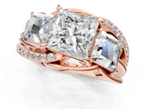 Rose gold Three-Stone Princess Cut Cut Diamond Split Shank Prong Set Ring_16