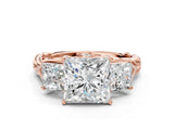 Rose gold Three-Stone Princess Cut Diamond Braided Band Ring with Four-Prong Setting_41