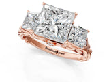 Rose gold Three-Stone Princess Cut Diamond Braided Band Ring with Four-Prong Setting_42