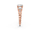 Rose gold Three-Stone Princess Cut Diamond Braided Band Ring with Four-Prong Setting_43
