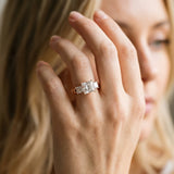 Rose gold Three-Stone Princess Cut Diamond Braided Band Ring with Four-Prong Setting_55