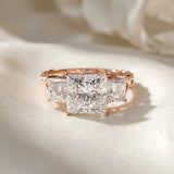 Rose gold Three-Stone Princess Cut Diamond Braided Band Ring with Four-Prong Setting_56