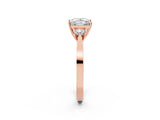 Rose gold Three-Stone Princess Cut Diamond Cathedral Engagement Ring with Prong Setting_16