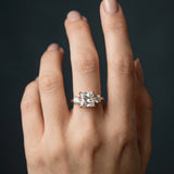 Rose gold Three-Stone Princess Cut Diamond Engagement Ring with Prong Setting on a White Gold Band_18