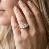 Rose gold Three-Stone Princess Cut Diamond Engagement Ring with Prong Setting on a White Gold Band_20