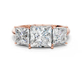 Rose gold Three-Stone Princess Cut Diamond Engagement Ring with Prong Setting on a White Gold Band_38