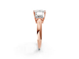 Rose gold Three-Stone Princess Cut Diamond Engagement Ring with Prong Setting on a White Gold Band_40