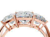 Rose gold Three-Stone Princess Cut Diamond Engagement Ring with Prong Setting on a White Gold Band_42