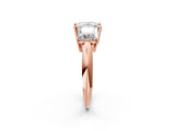 Rose gold Three-Stone Princess Cut Diamond Engagement Ring with Prong Setting on a White Gold Band_8