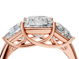 Rose gold Three-Stone Princess Cut Diamond Engagement Ring with Prong Setting_10
