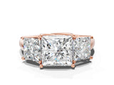 Rose gold Three-Stone Princess Cut Diamond Engagement Ring with Prong Setting_6